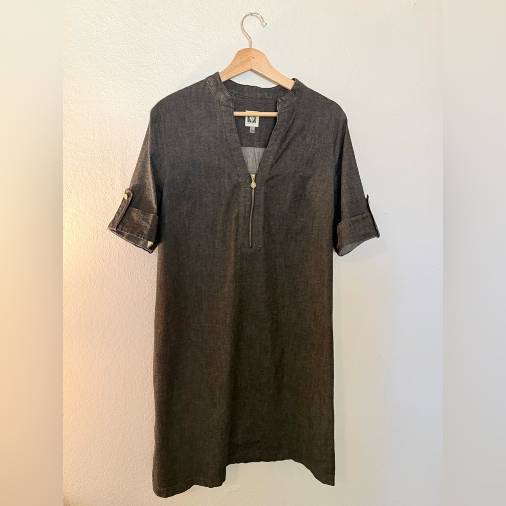 Anne Klein Black Denim Wash Shift Dress Size 14